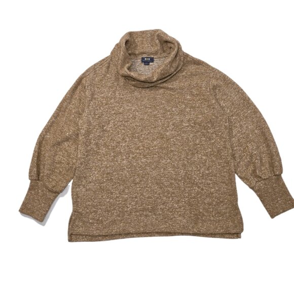 Maeve Anthropologie Soft Knit Cowl Neck Sweater Tan Bishop Sleeve Size L - Picture 10 of 16
